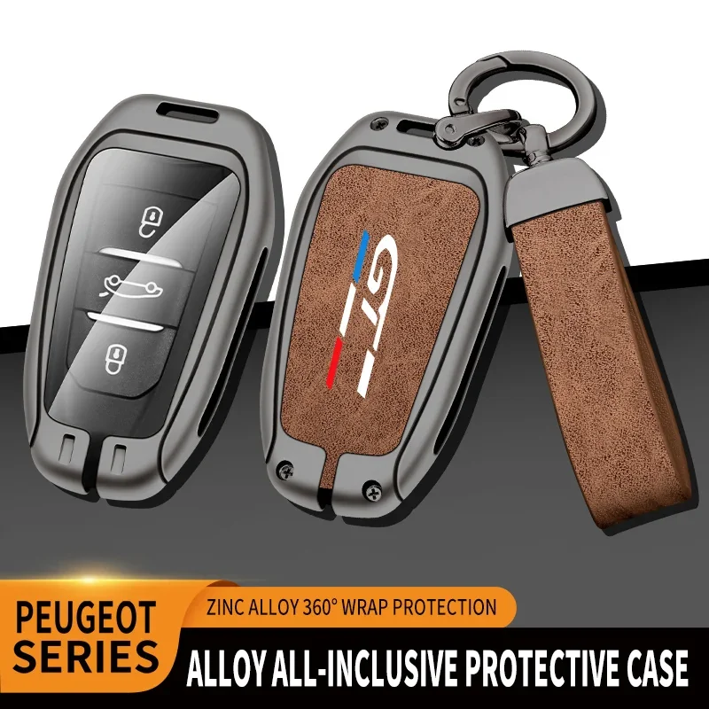 Car Zinc Alloy Key Case Bag For Peugeot GTLine 207 307 407 208 308 408 508 2008 3008 4008 5008 RCZ Car Key Chain Metal Key Shell