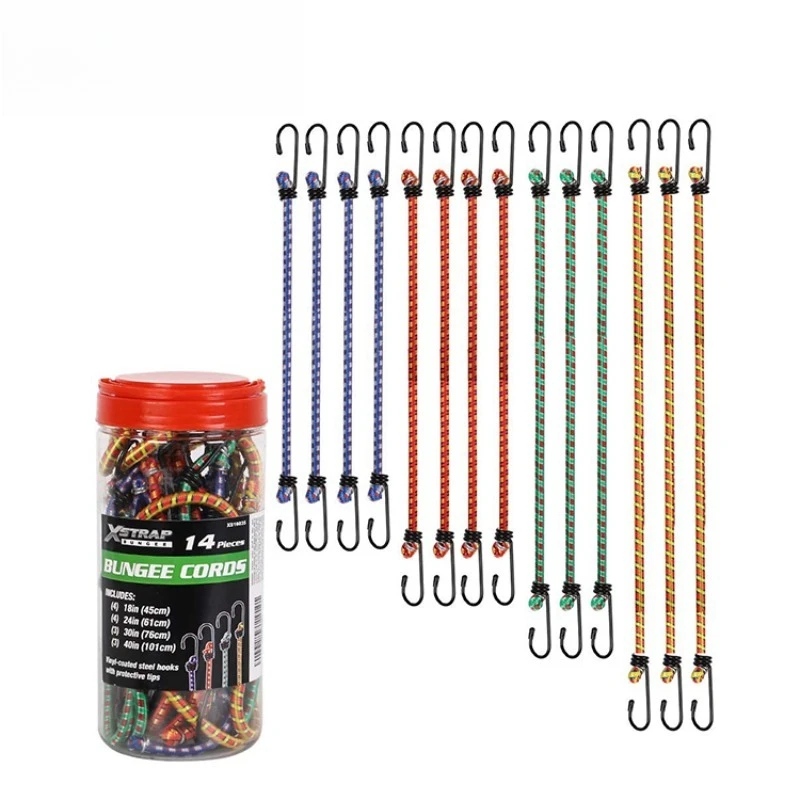 Affordable 14-piece bungee cord set with hook elastic bungee cord