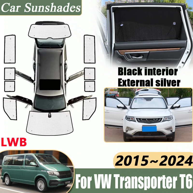 

Автомобильные солнцезащитные козырьки для Volkswagen VW Transporter T6 T6.1 LWB 2015 ~ 2023 2024 солнцезащитный крем для окон, солнцезащитные чехлы, аксессуары