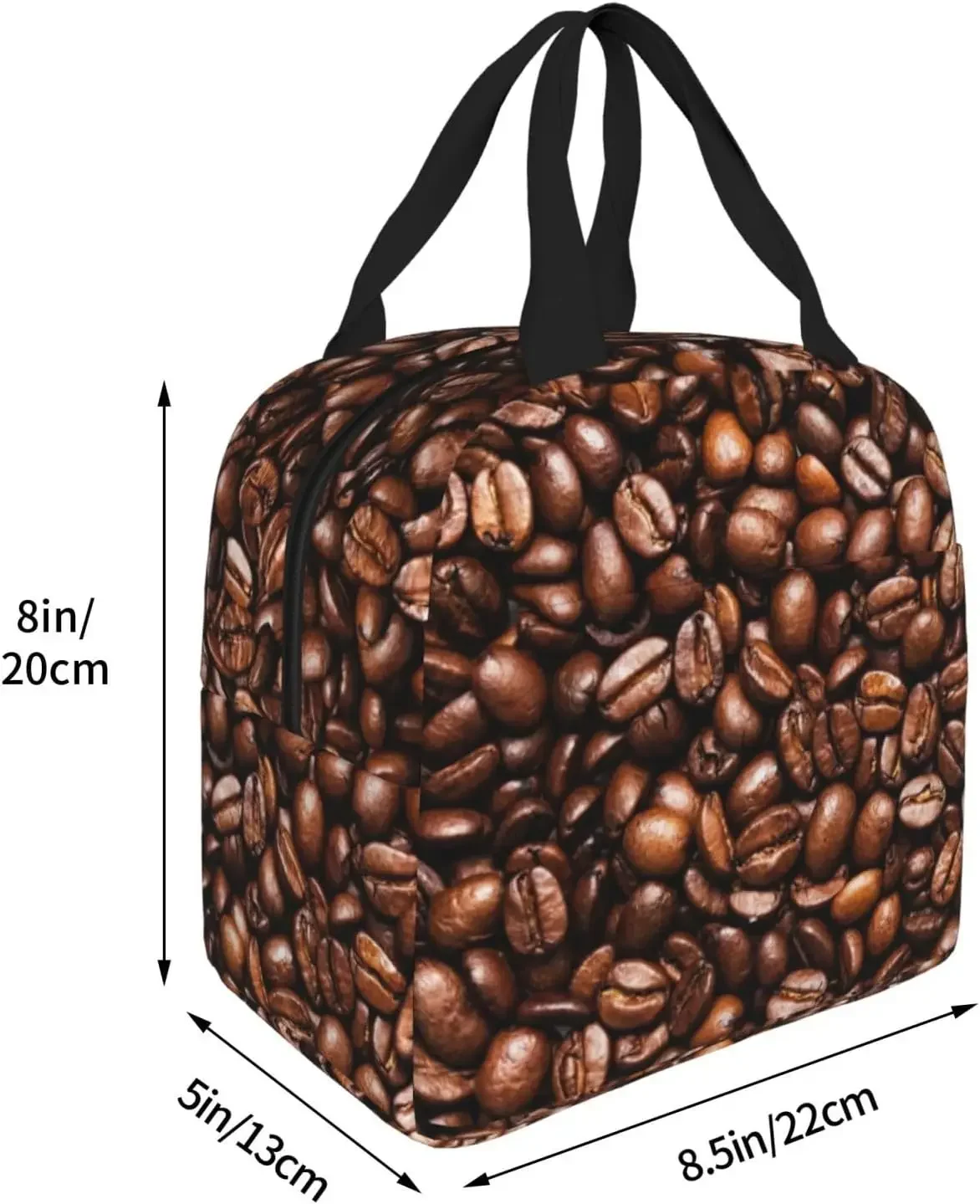 Funny Roasted Coffee Beans Print Lunch Bag Leakproof, Therma,Cooler Tote Portable Thickened Insulation Lunch Bag