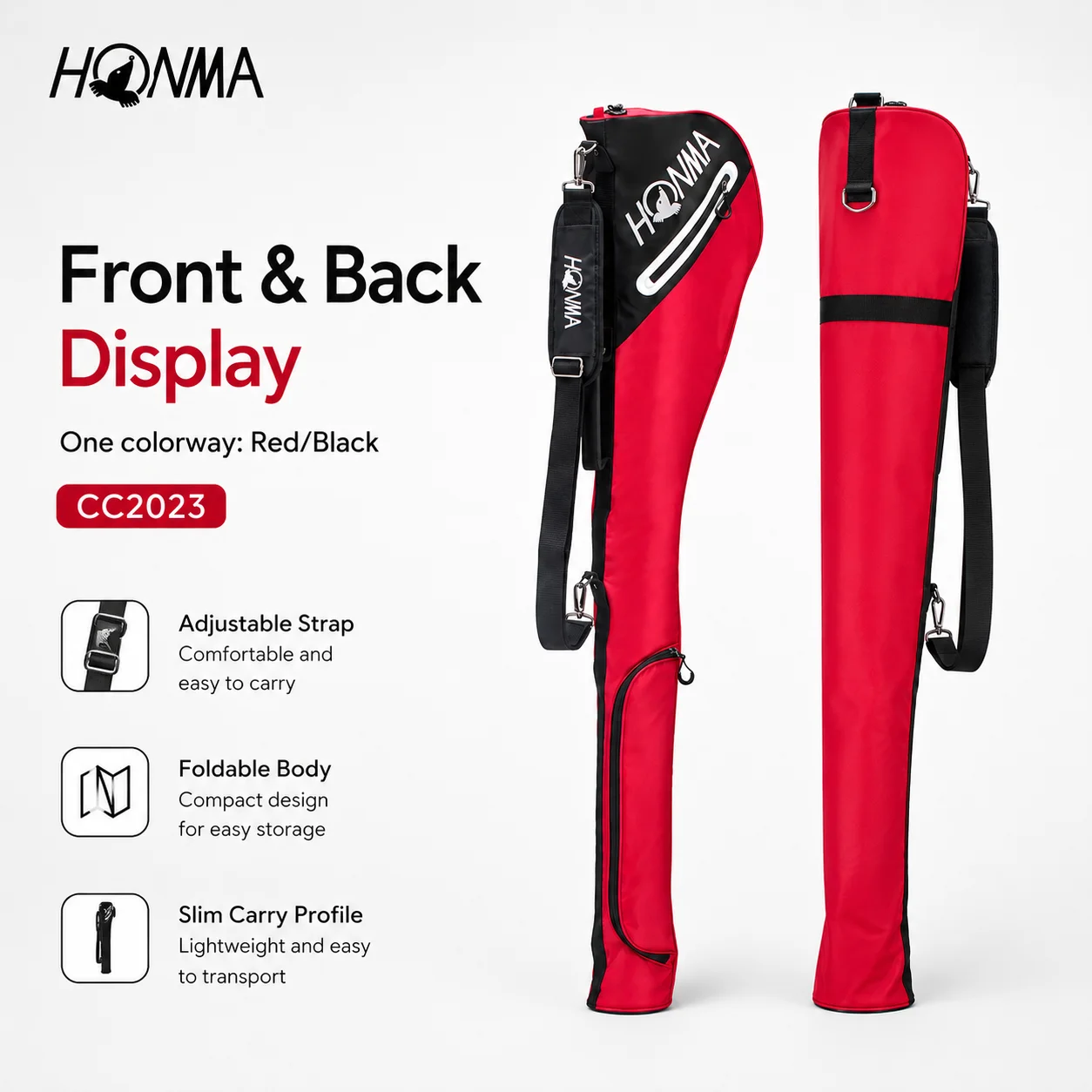 HONMA Red Black Golf Club Carry Case Foldable Portable Practice Bag Outdoor Travel Sleeve with Strap Pocket