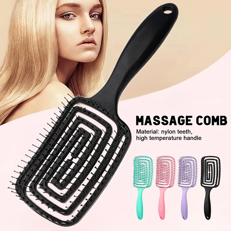 Girls Hair Scalp Massage Comb Hairbrush Bristle Nylon Women Wet Curly Detangle Hair Brush for Salon Hairdressing Styling Tools