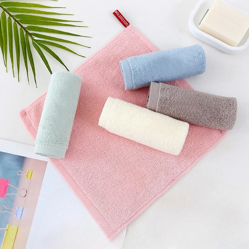 1pcs Pure Cotton Children's Small Square Towel Household Solid Color Hook Children's Face Towel Kindergarten Baby Towel