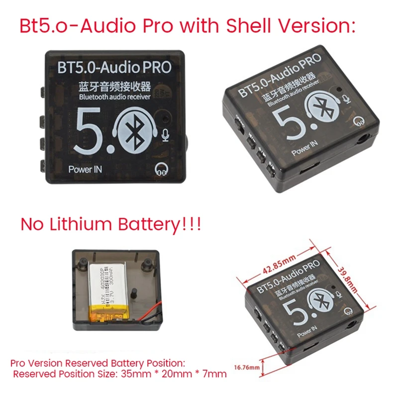 BT5.0 PRO Audio Module+Case MP3 Audio Decoder Board With Mic Lossless Car Speaker Audio Amplifier