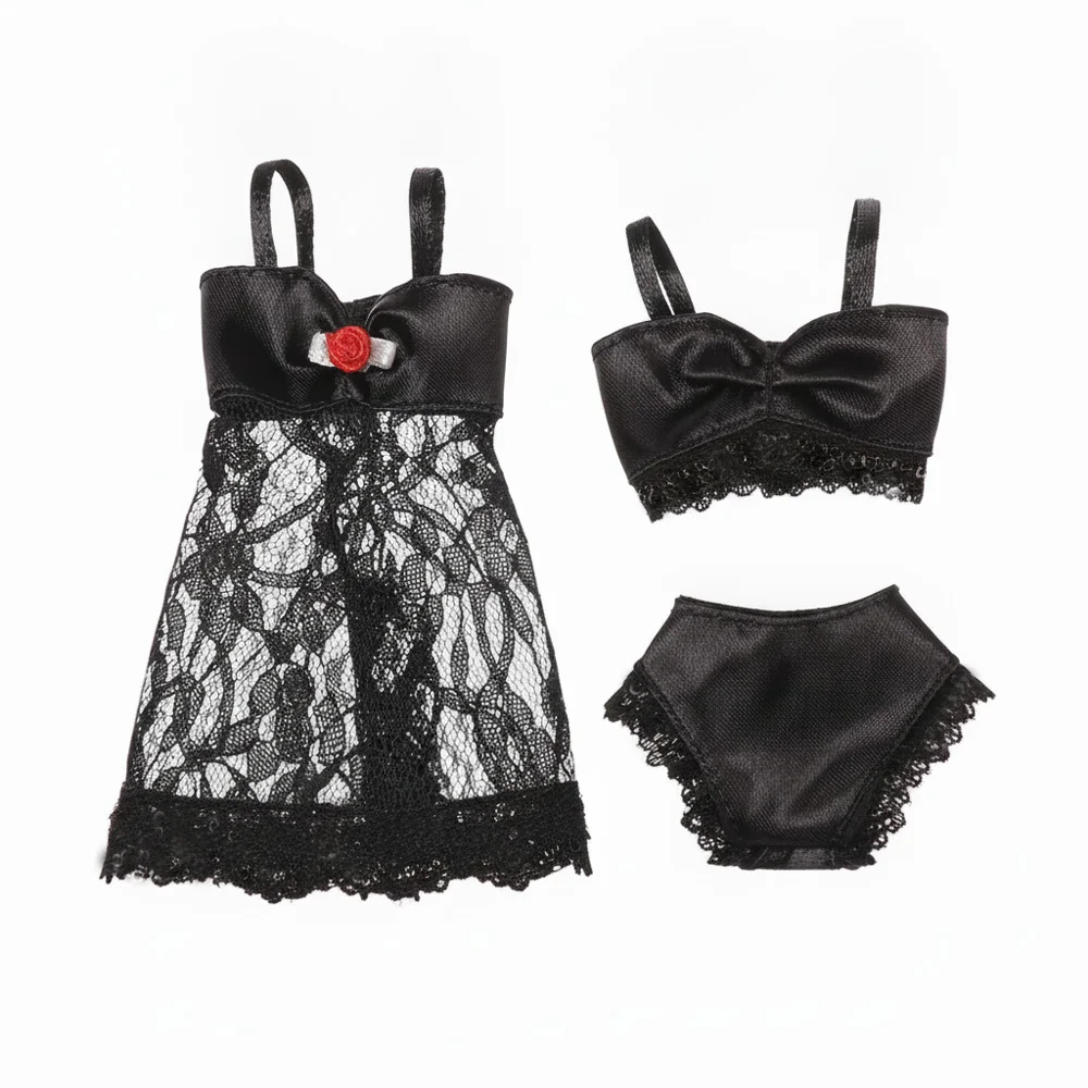 3Pcs/set  DIY 1/6 BJD Doll Clothing Set Doll Underwear Pajamas Party 3 In 1 Clothes Lace Night Dress Skirt Sexy Lingerie