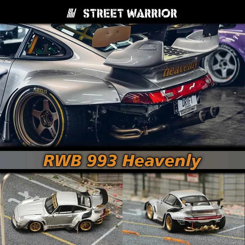 SW In Stock 1:64 RWB 993 Heavenly Exposed Exhaust Pipe Diecast Diorama Car Model Collection Miniature Toys Street Warrior