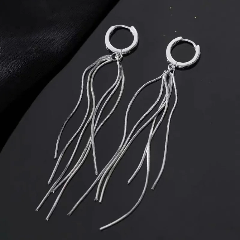 Flowing Tassel Long Earrings Exuding A Sophisticated And Fashionable Vibe Ideal For Slimming The Face For Ladies