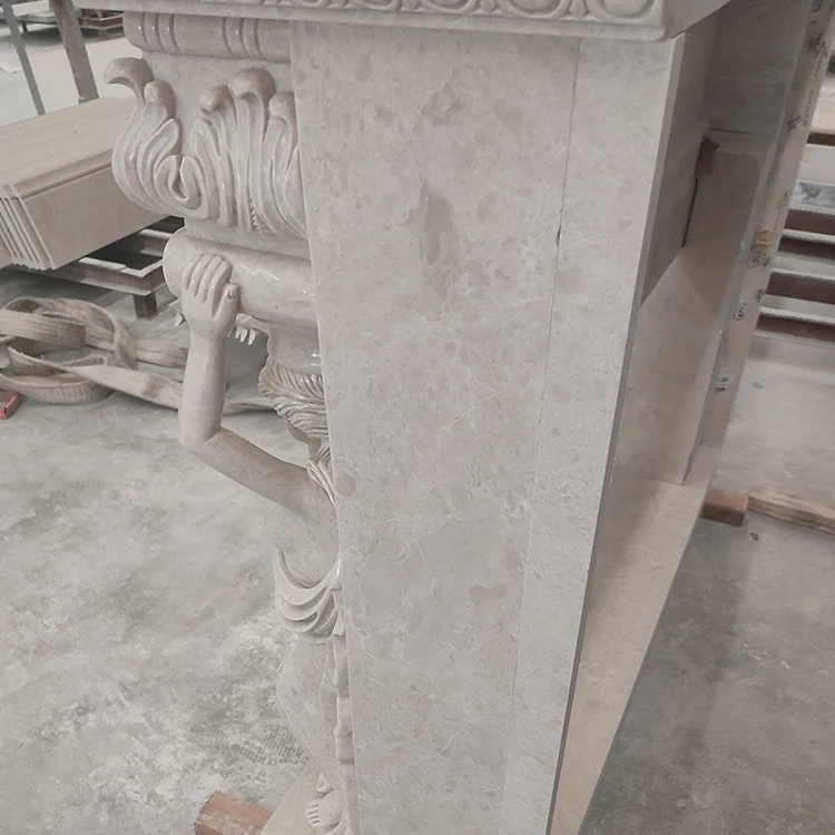 مدفأة منحوتة يدويًا من الرخام الطبيعي بتصميم عصري فاخر للمنزل، مواقد كهربائية قائمة بذاتها #4