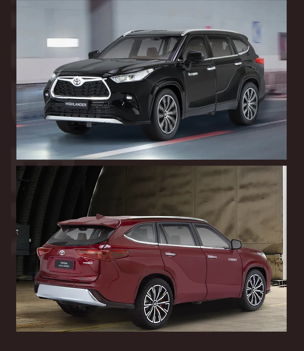 1:24 Toyota HIGHLANDER Off-RoadรถจําลองDiecastโลหะรุ่นรถเสียงดึงกลับคอลเลกชันของเล่นเด็กของขวัญ