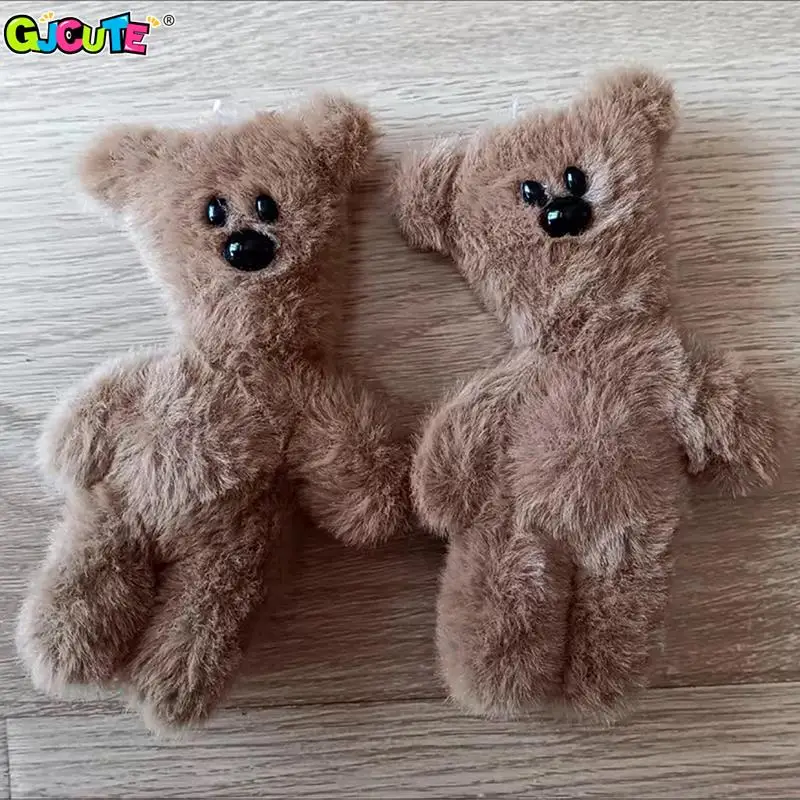 Beruang Teddy gantungan kunci berdecit liontin kartun boneka lembut lucu mainan boneka lembut lucu dekorasi jimat tas untuk hadiah anak-anak