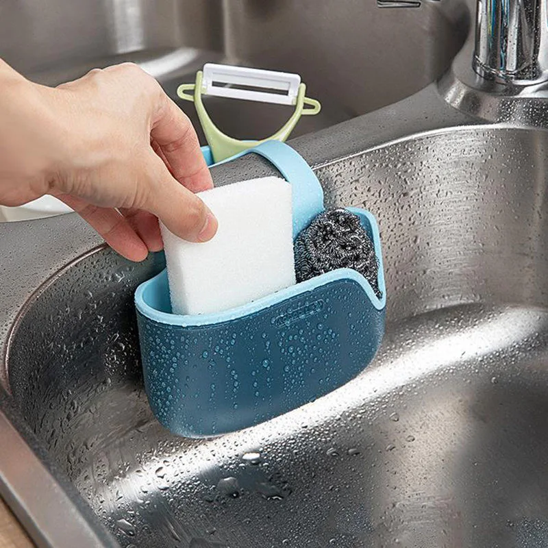 Kitchen Soap Sponge Drainer Rack Sink Storage Bakset Adjustable Faucet Holder Saddle Kitchen Bathroon Sink Organizer