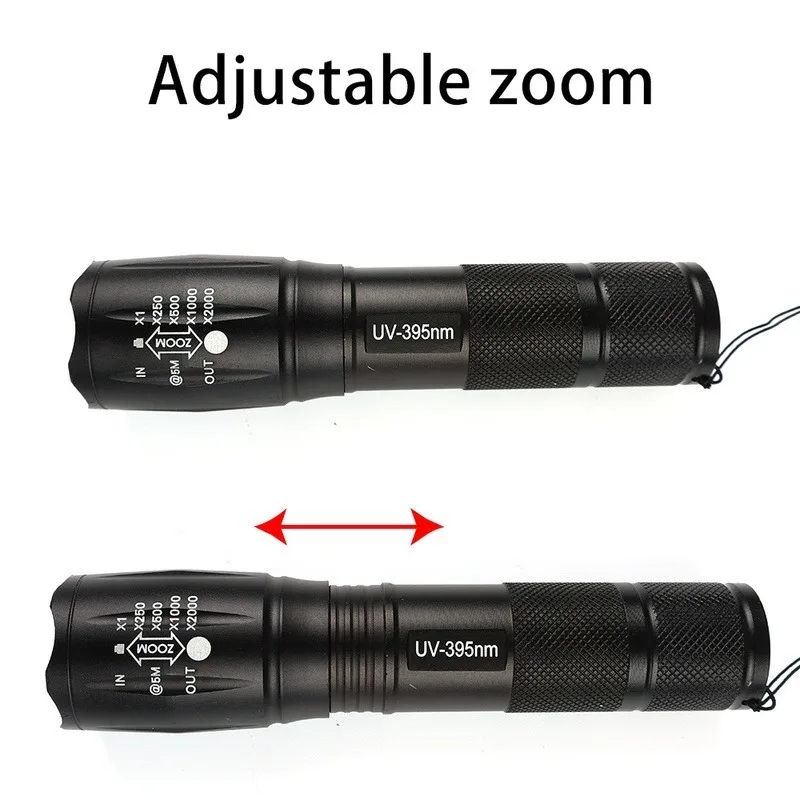 2-in-1 Ultraviolet White Lamp Double Lamp Retractable Flashlight Led Zoom Light Uv Pet Urine Stain Detector Outdoor Hunting Tool