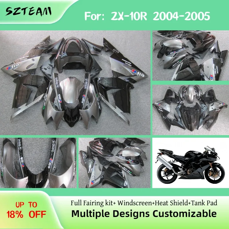 Injection Fairing Kit for Kawasaki Ninja ZX-10R 2004 2005 Motorcycle Customized Plastic High Quality Fairings ZX10R 04 05