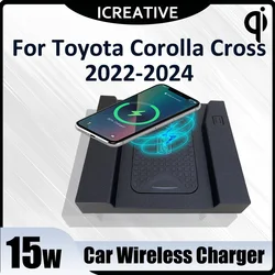 Wireless Car Charger Qi 15W Fast Charging Pad for Toyota Corolla Cross XG10 2022-2024 Car Accessories Wireless Charger Center