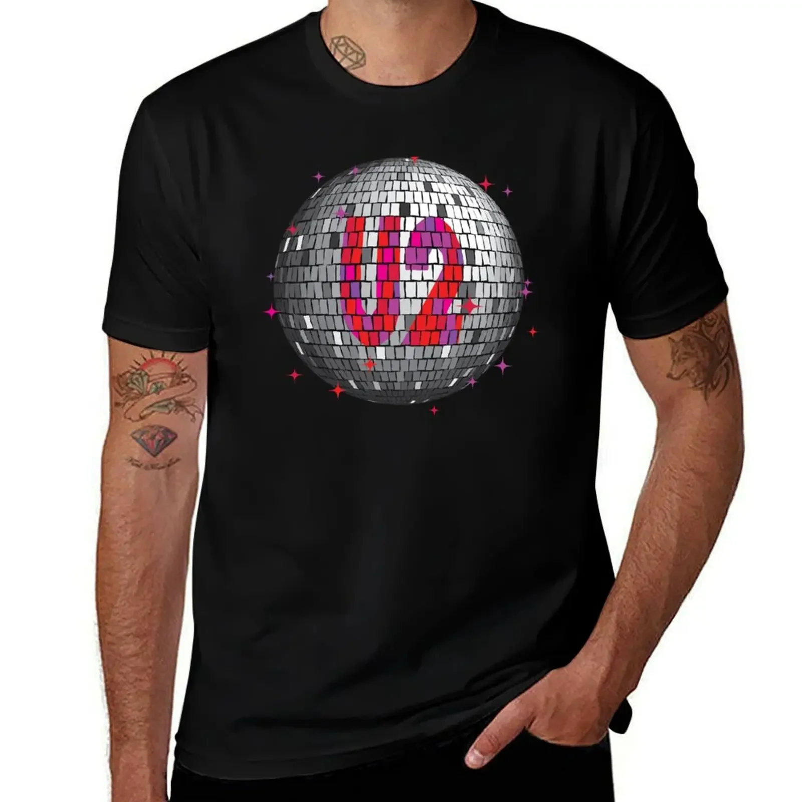 

U2 Disco Ball Pink T-Shirt graphics custom t shirt tees compression shirt men