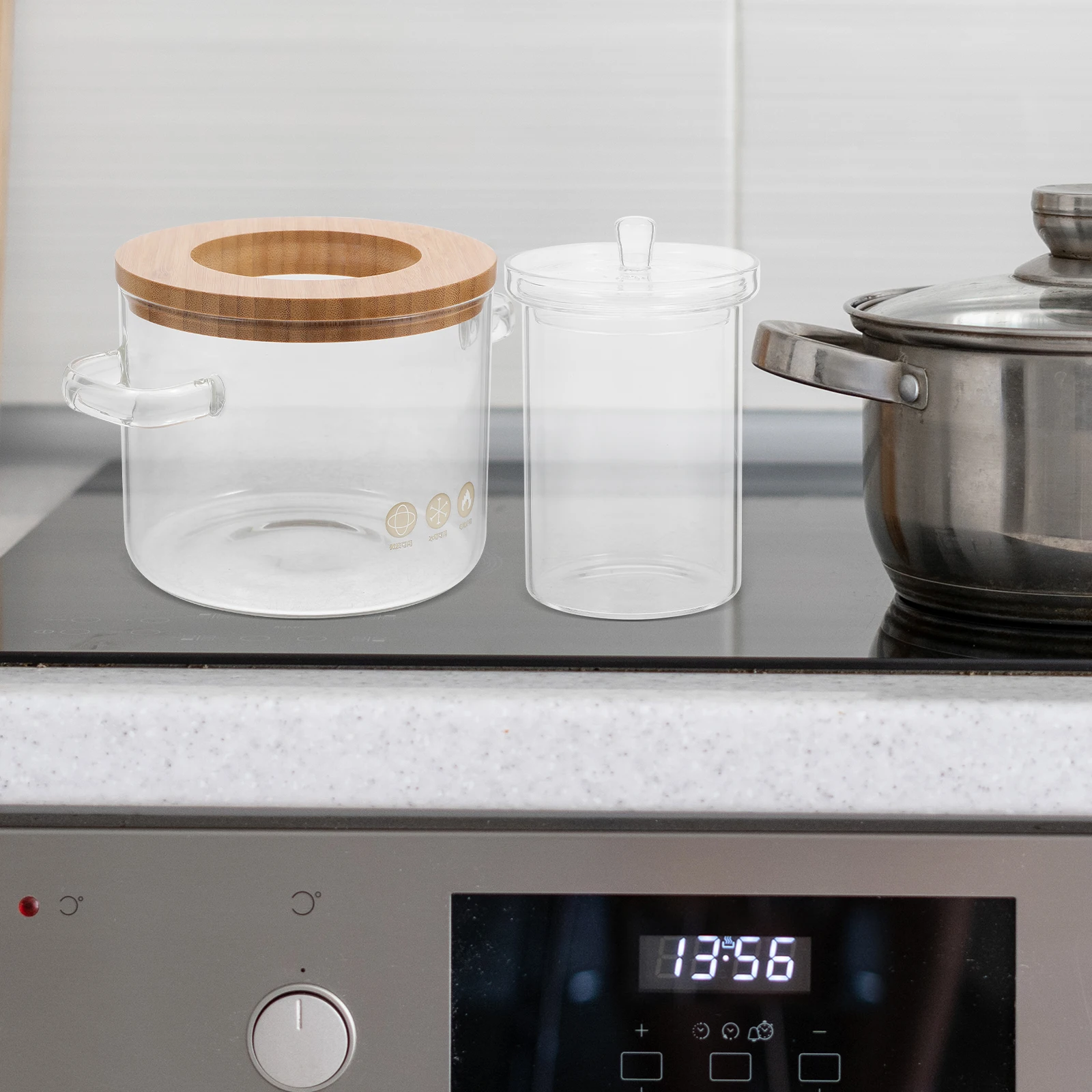 

Glass Stew Pot Premium Material Safe H Lid Cooking Food Vegetables Pasta Delicacies Heat Withst Clean Kitchen