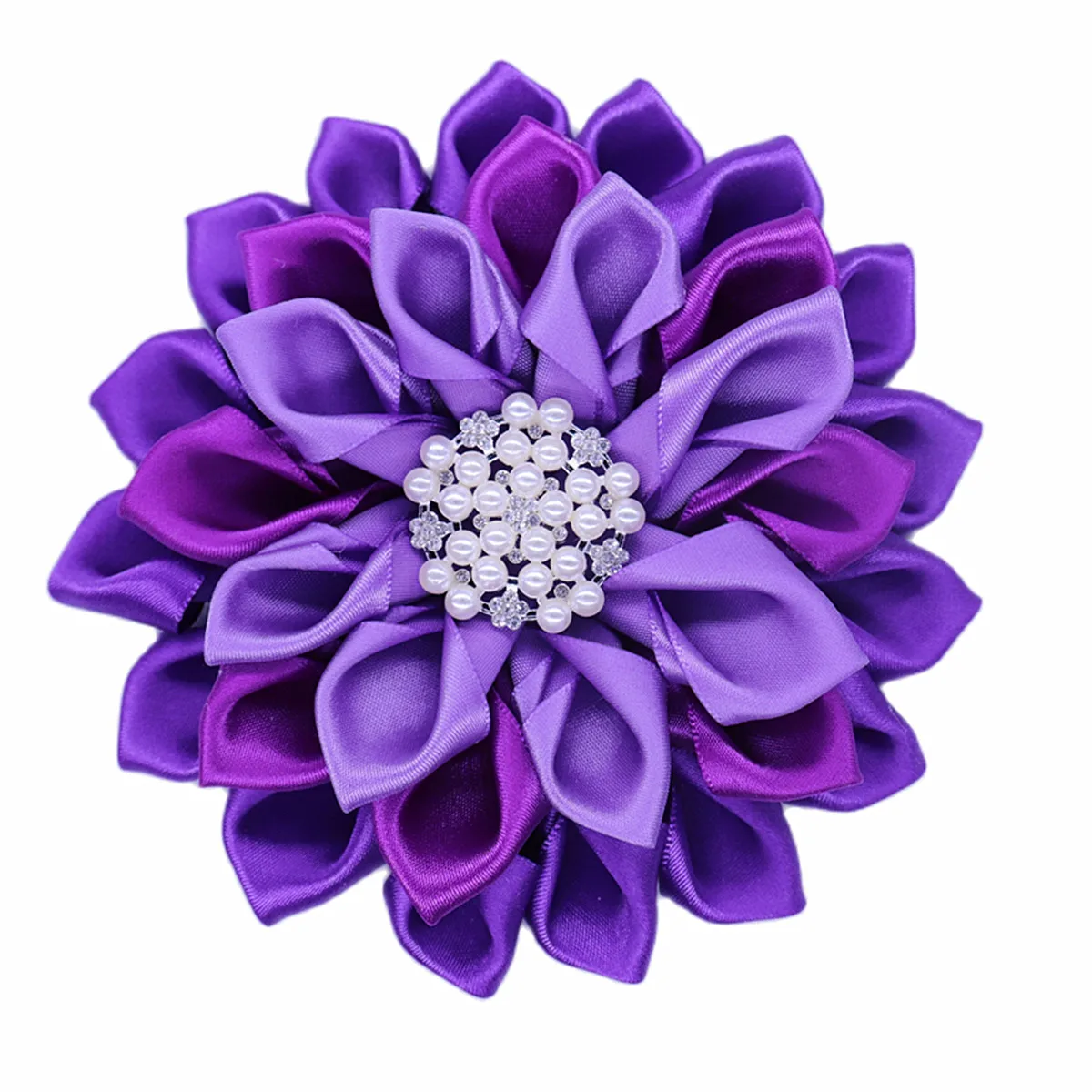 New Design Quality Satin Fabric Purple African Violet Ribbon Corsage Brooch Soror Pin For Women