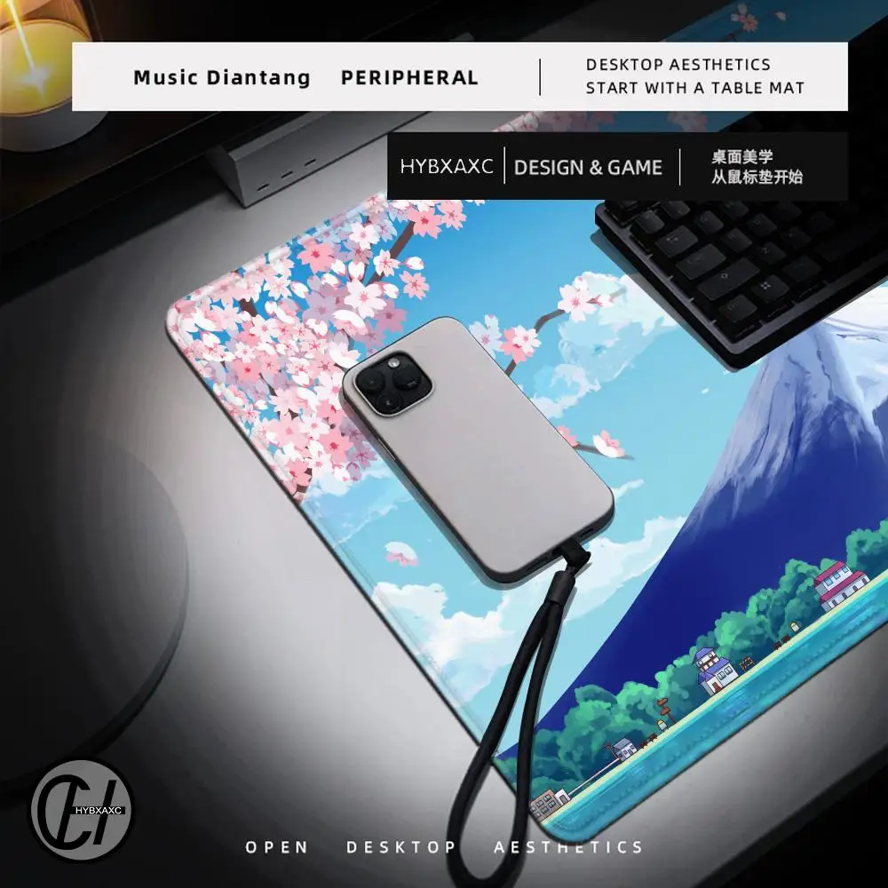 Large Desk Mat Blue Japanese landscape Mousepad Gamer Accessories Mouse Mat Rubber Big Mouse Pad Computer Keyboard Pads