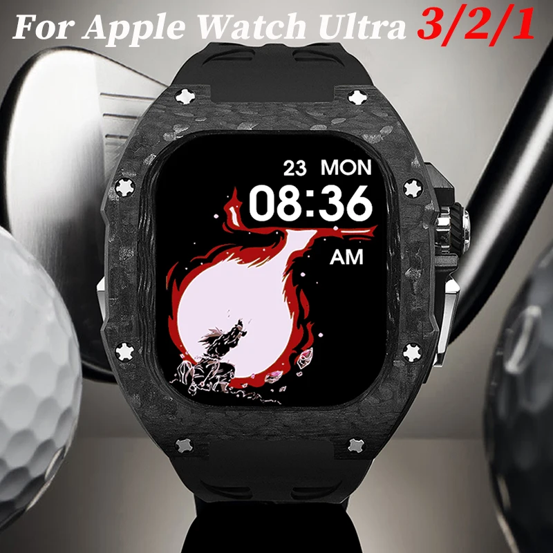 

Комплект для модификации корпуса из карбонового волокна для Apple Watch Ultra 3/2/1 49 мм, высококачественный комплект для iWatch Ultra 49 мм с ремешком из фторкаучука