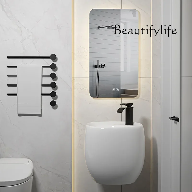 Small apartment wall-mounted wash basin Mini corner wash table Single basin Suspended hanging ceramic triangular wash basin