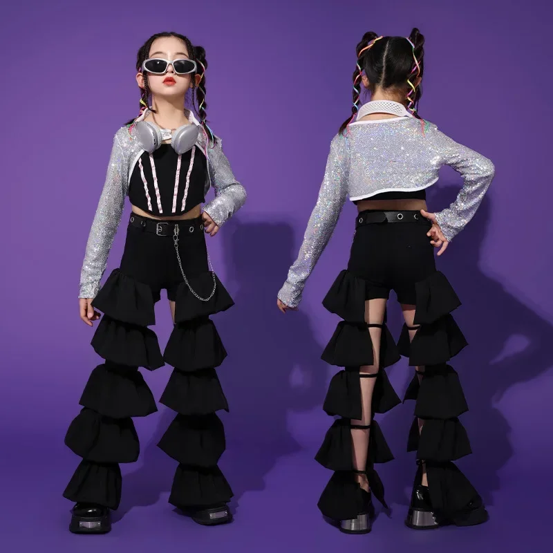 

Детская мода для выступлений, крутые костюмы для джазовых танцев, детские модели, показы мод, модные комплекты для девочек