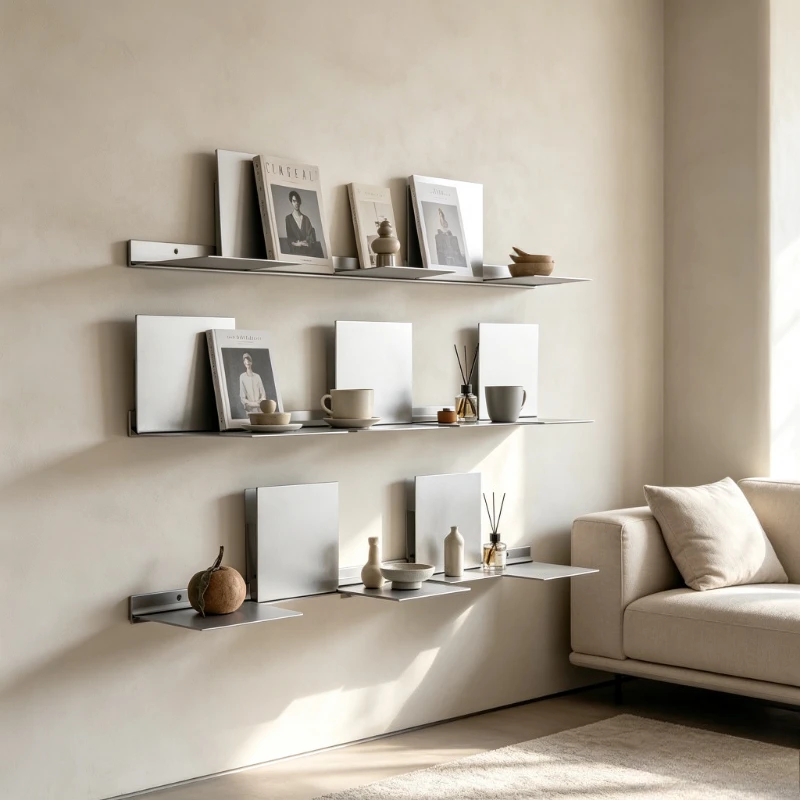 Bauhaus Wall-Mounted Folding Shelf Metal Magazine Display Rack Living Room Storage Organizer Modern Accent Wall Decor for Office