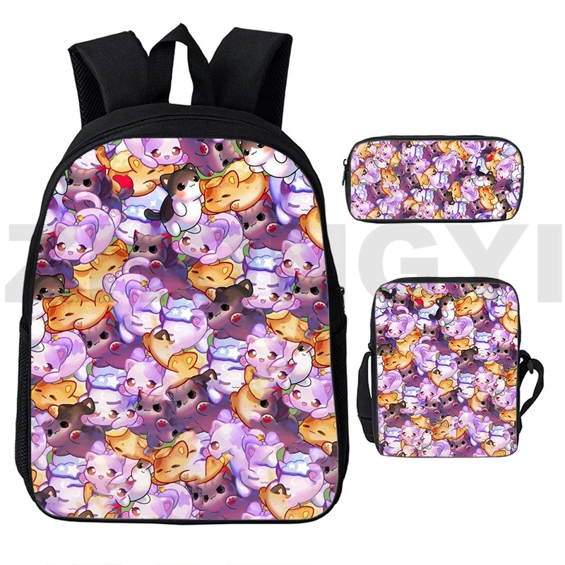 Mochila 12/16 Inch As A Cat Aphmau Backpacks 3D Anime Cute School Bags for Teenage Girls Back Pack 3 Pcs/set Cartoon Bags Travel