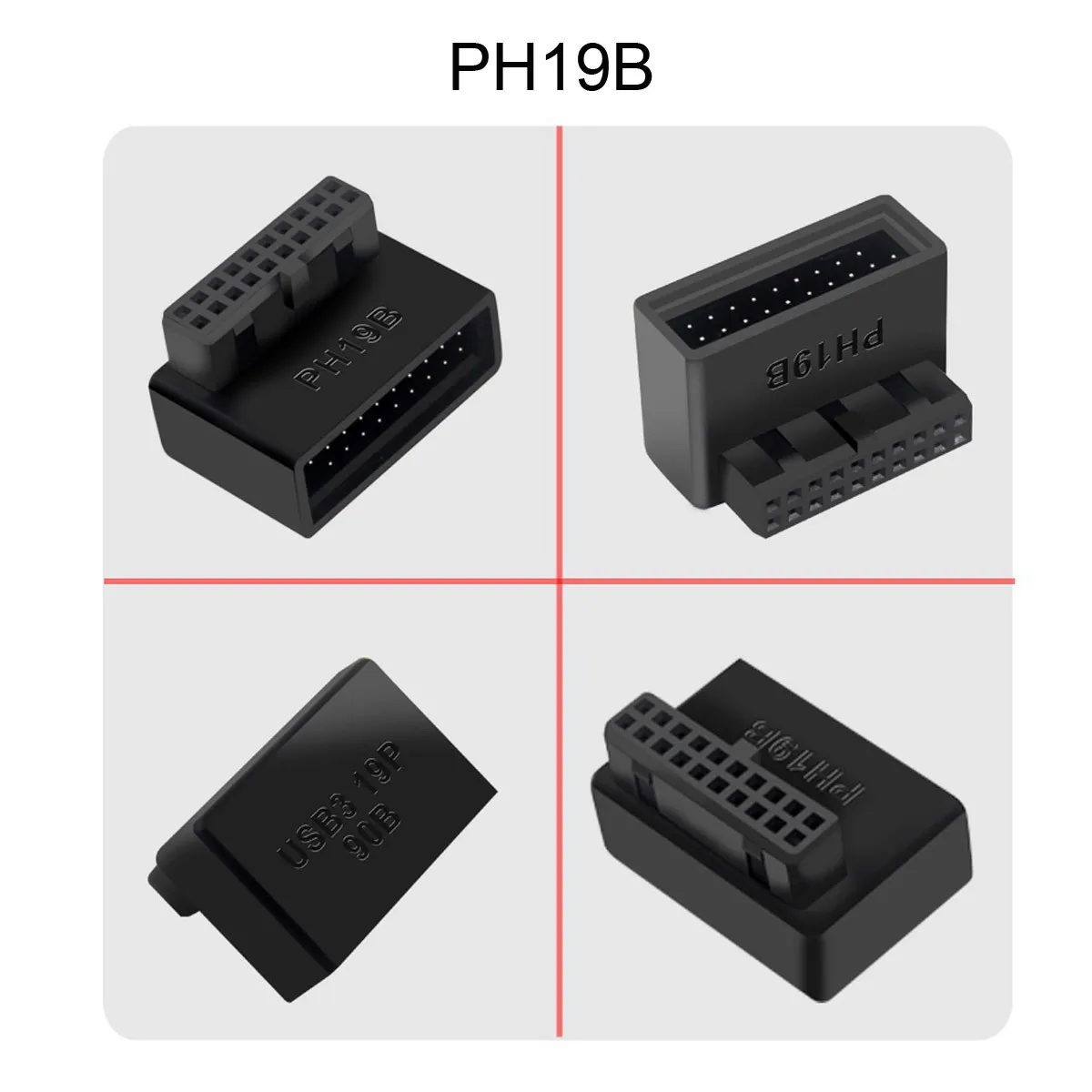 CYDZ 앵글 오버몰드 익스텐션 어댑터, 위 아래 수-암 USB 3.0, 20 핀, 1 세트