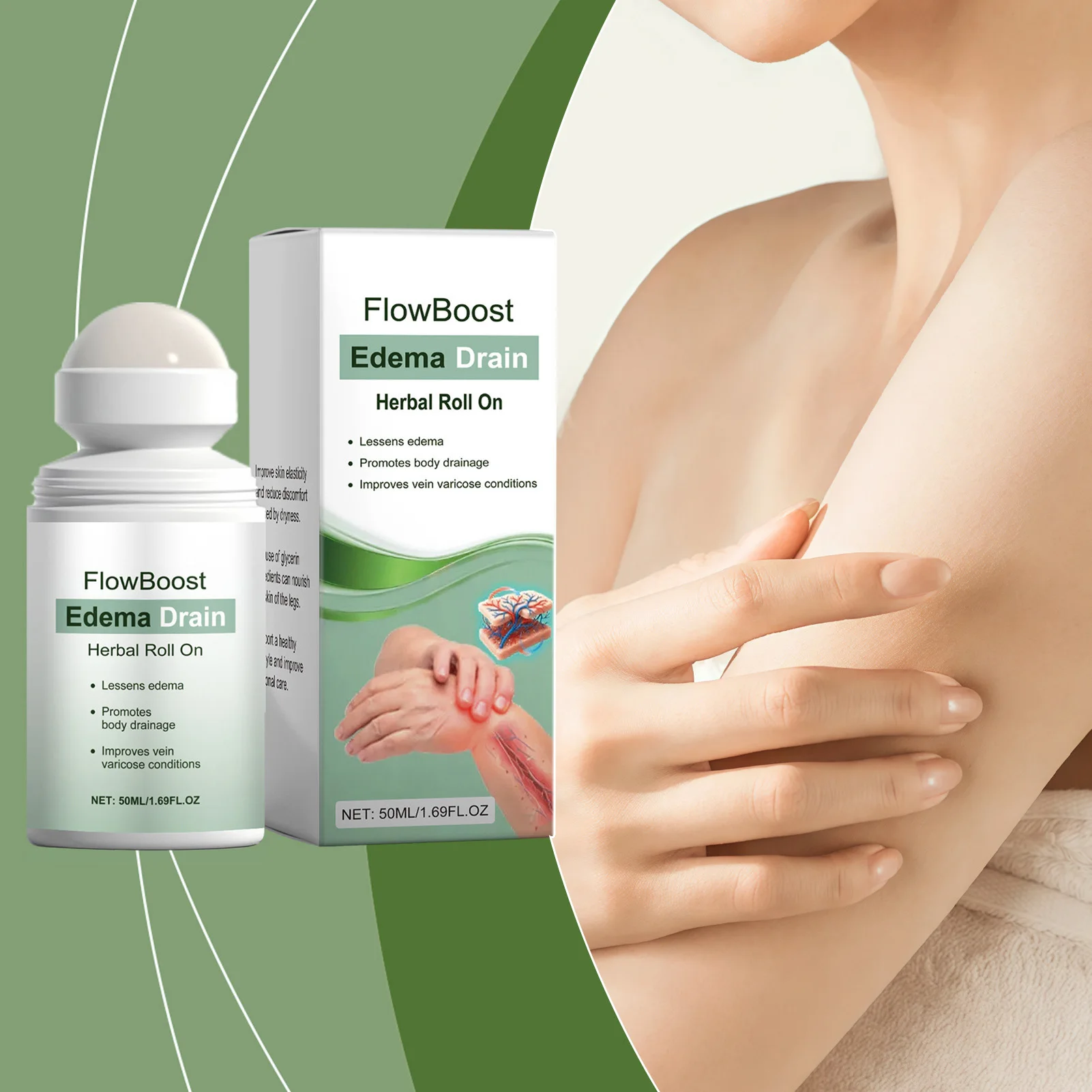 Edema Drain Herbal Roll On Herbal Leg Soothing Cream Gentle Natural Ingredients Reduces Swelling Drainage Improves Vein Varicose