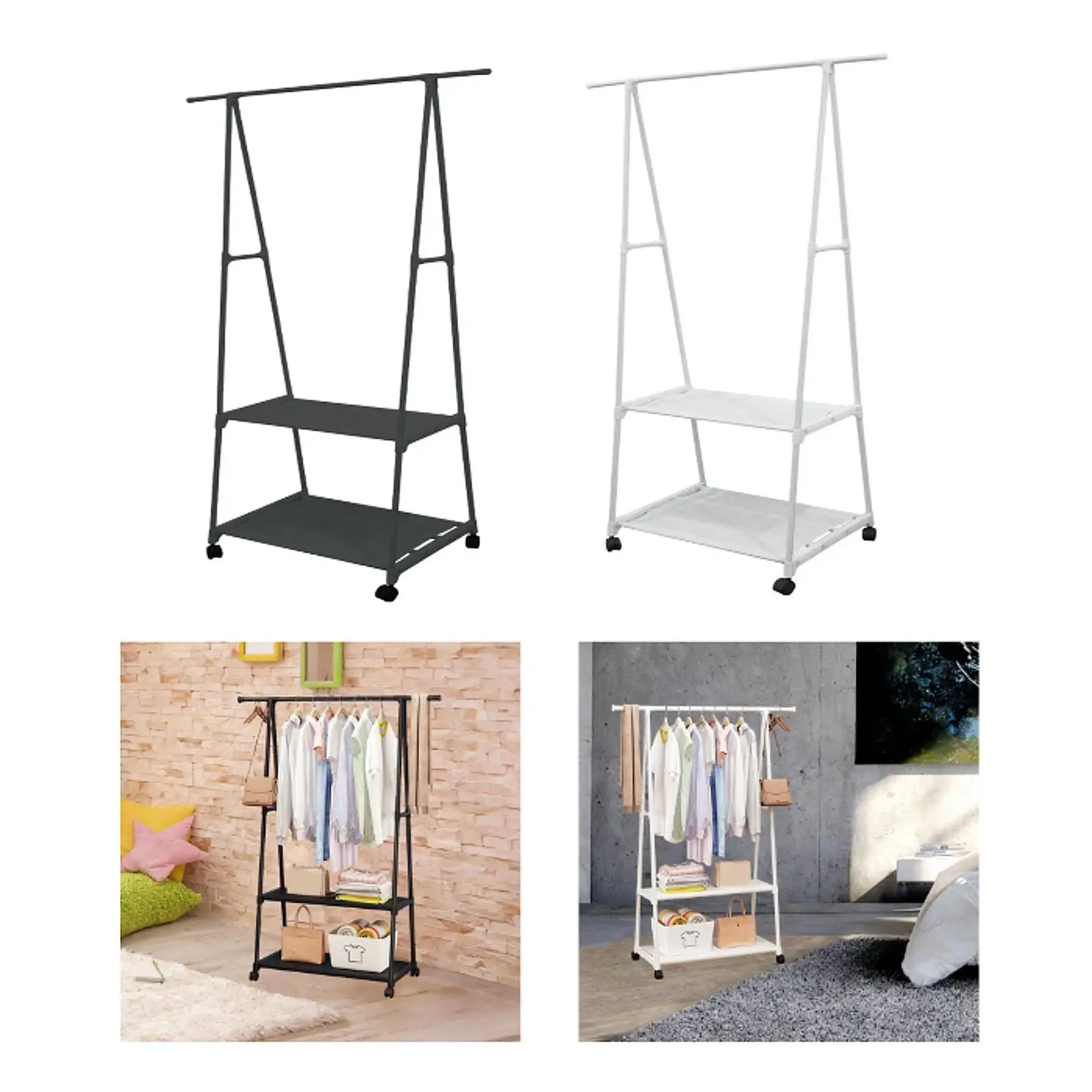 Clothing Rack Bedroom Clothes Rack on Wheels Organizer Storage Wardrobe Sturdy Heavy Duty Hallway Clothes Hanger Stand Metal