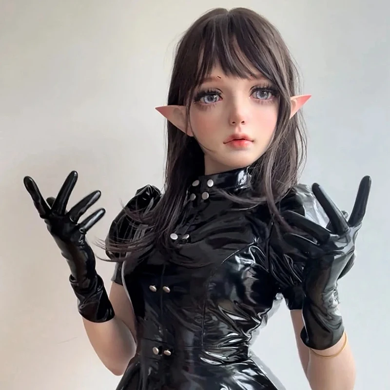 

BJD Female Sweet Girl Resin Half Head Kigurumi Mask Eyes Crossdress Cosplay Japanese Anime Role Lolita Mask With Eyes And Wig