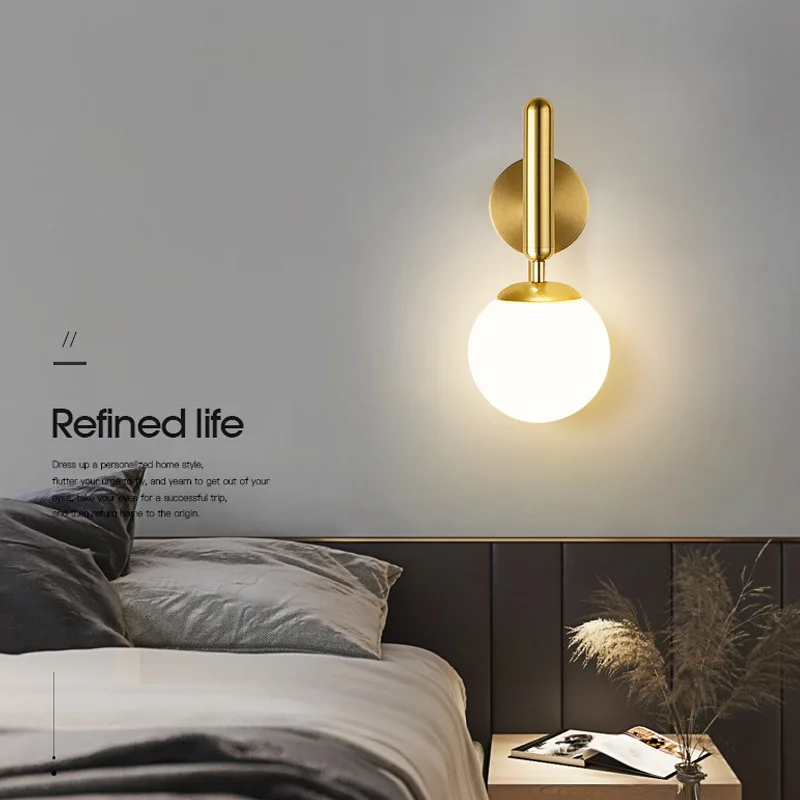 Modern Nordic Wall Lamp Sconce for Bedroom Living Room Home Decor Light Fixture with E27 Base Indoor Ball Shape LED Luminaira