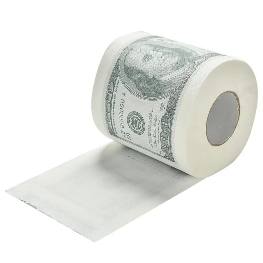 Funny America US Dollars Tissue Novelty $100 TP Money Roll Gag Gift One Hundred Dollar Bill Printed Toilet Paper