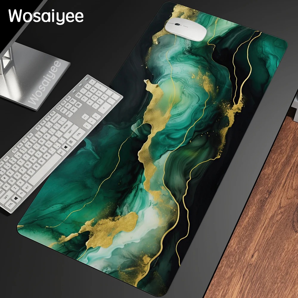 Modern Creative Abstract Green Large Gaming Mouse pad Computer HD Keyboard Pad Natural Rubber Anti-Slip Office Desk Accessories