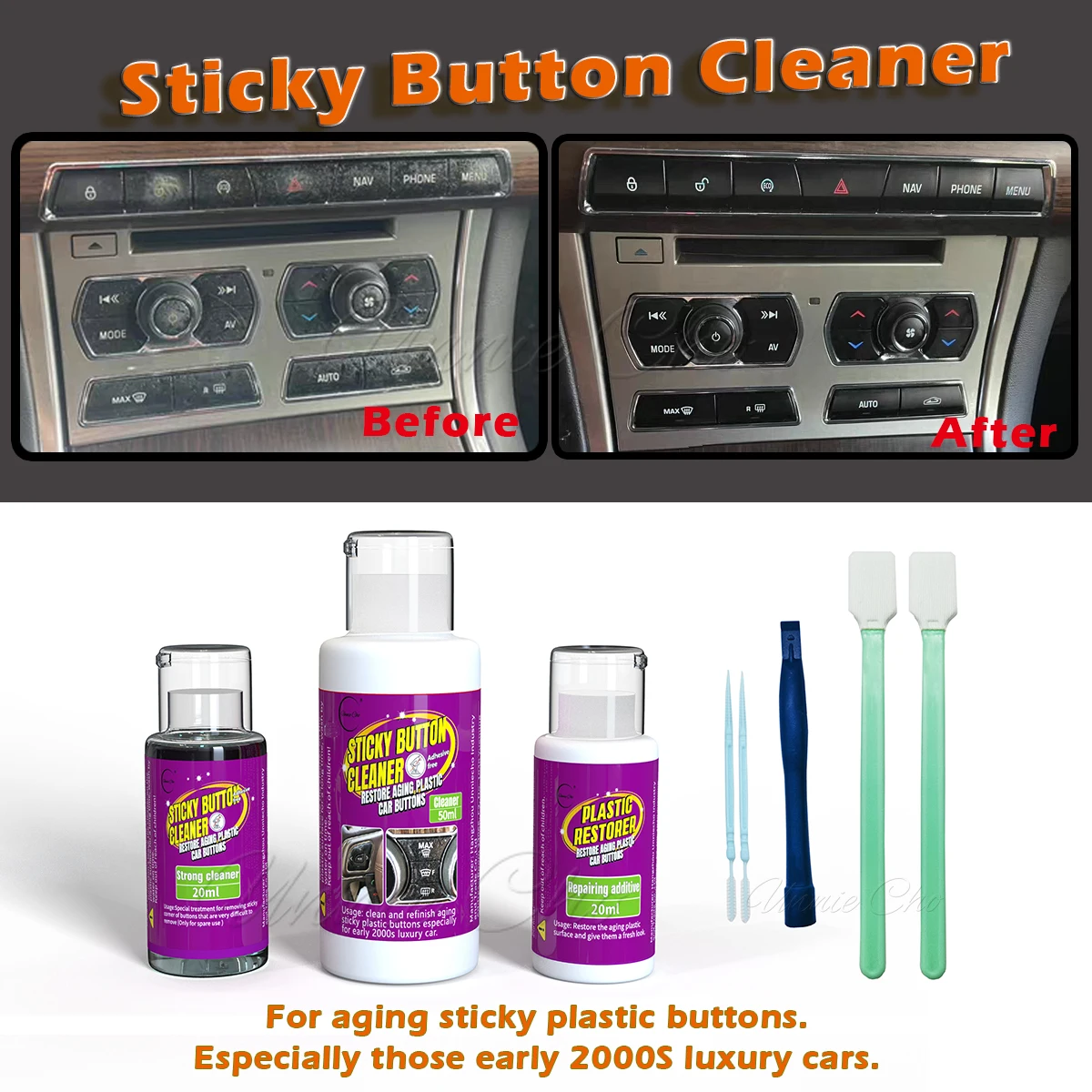 Sticky Button Cleaning Refurbishment For Range Rover Car Button Adhesive Remover For Jaguar For Ferrari Refinish Aging Plastic