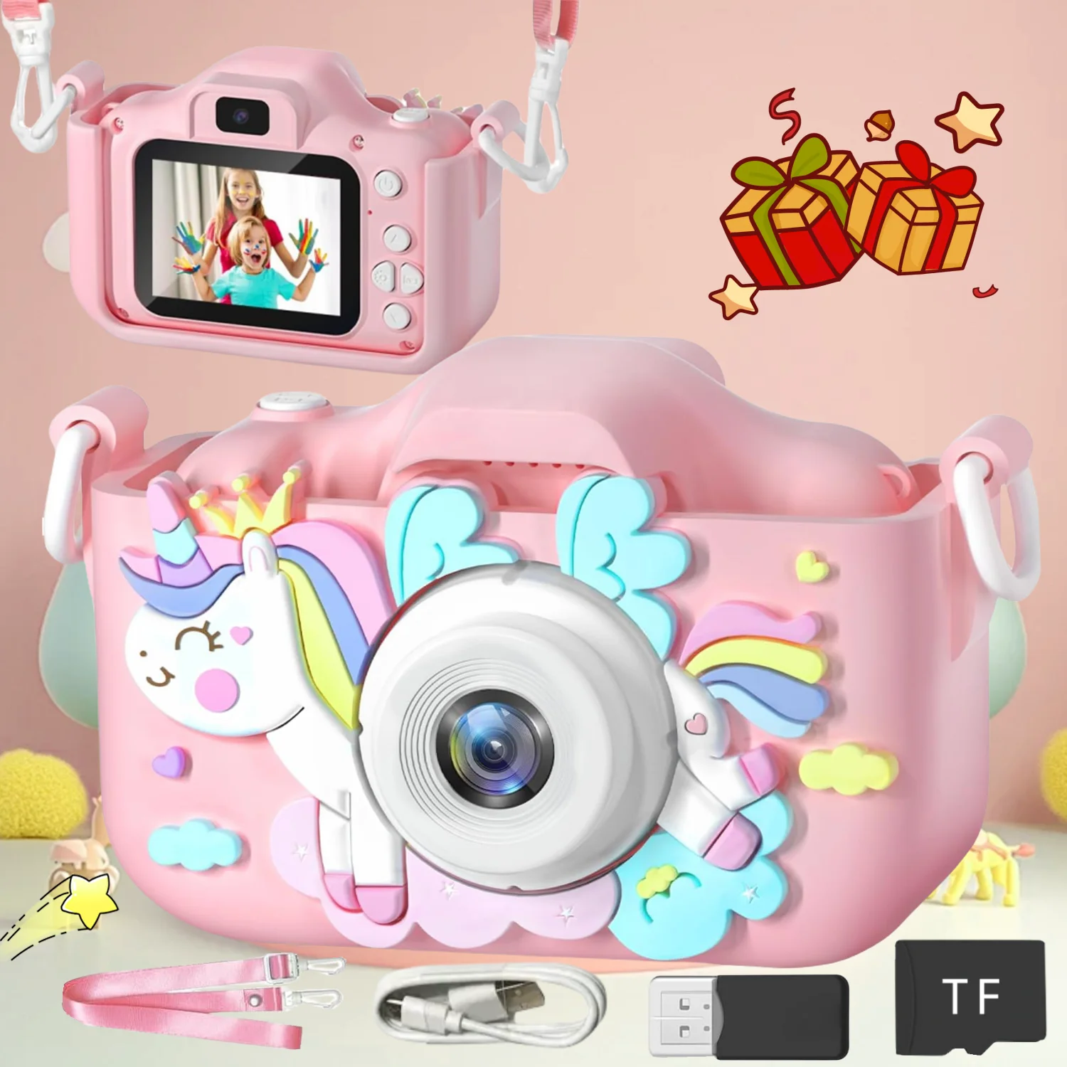 Upgraded children's camera toy, a Christmas birthday gift.1080P high-definition self-timer digital video camera