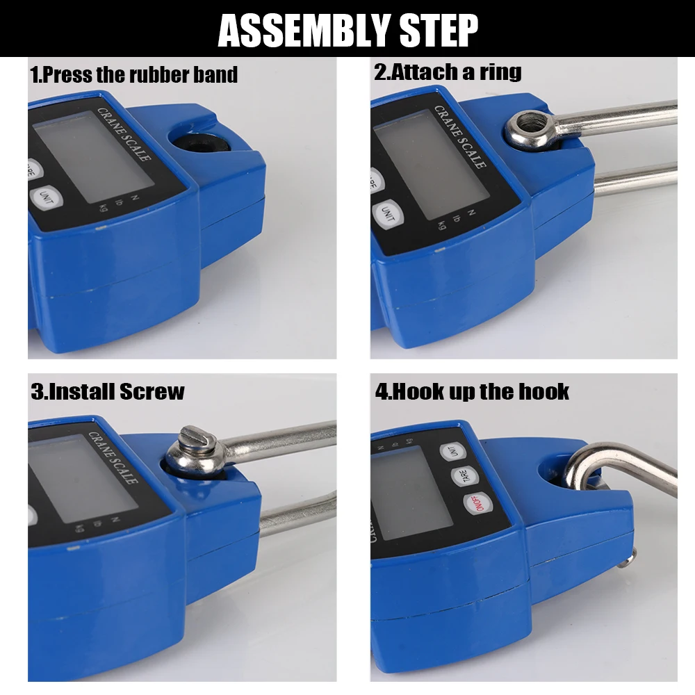 Portátil Eletrônica Digital Crane Scale Peso 300 kg Aço Inoxidável Heavy Duty Hanging Hook Scales