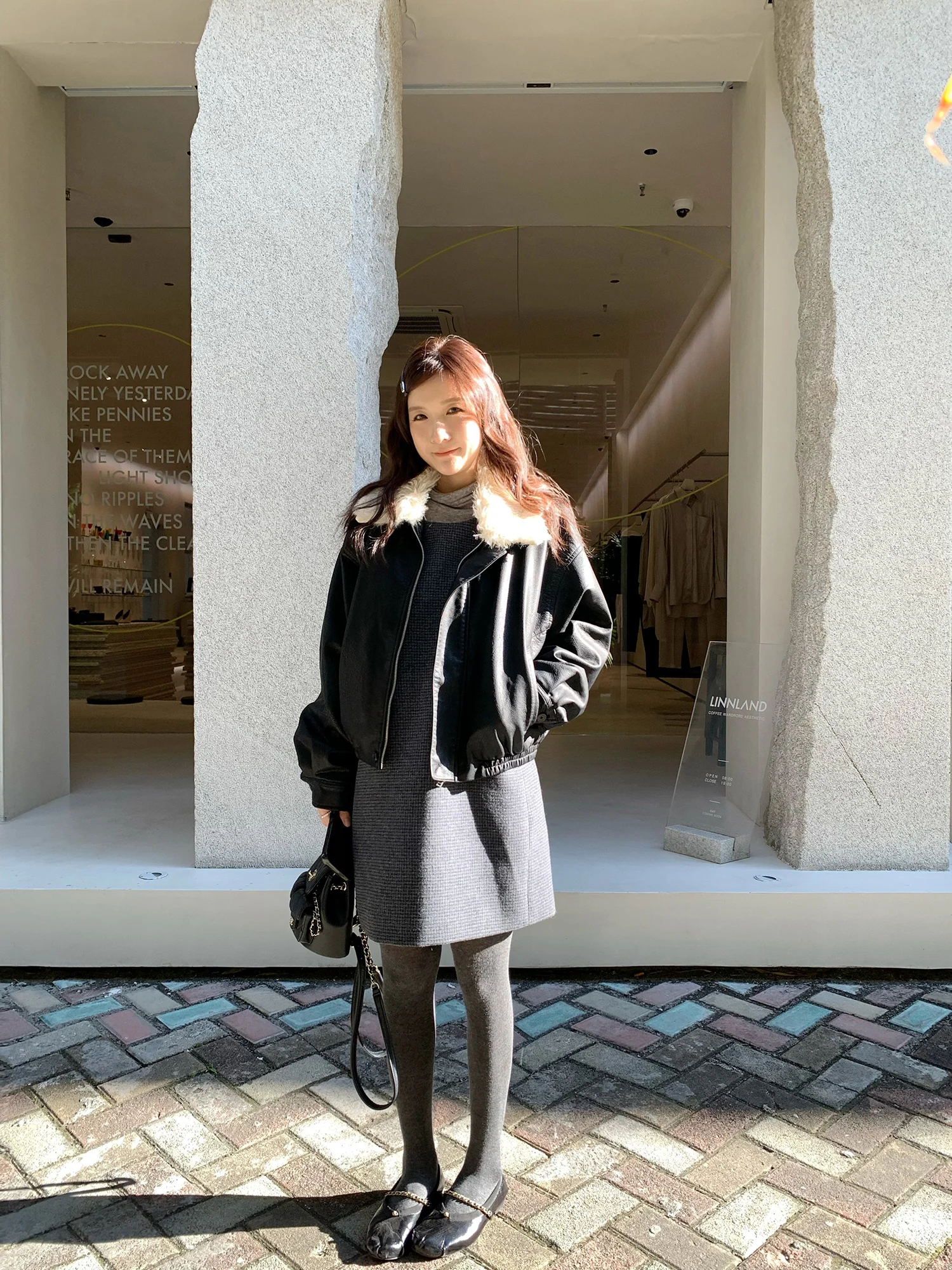 

XierZ Korean Sle ort Bla Leather Jaet Women's Cotton Lined Motorcycle Coat Fur Collar Casual Faion Ladies' Coat