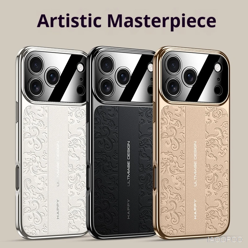 Luksusowe etui z miękkiego TPU z galwanizowaną, skórzaną tylną częścią do iPhone 18 Pro Max, 17 Pro Max, Air, iPhone 16, 15, 14 Pro Max — zdjęcie produktu 2