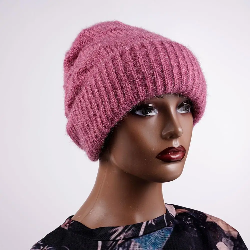 Women's Winter Warm Knit Beanie Hat, Versatile Large Head Circumference, Ear Protection, Fashionable Woolen Slouchy Hat