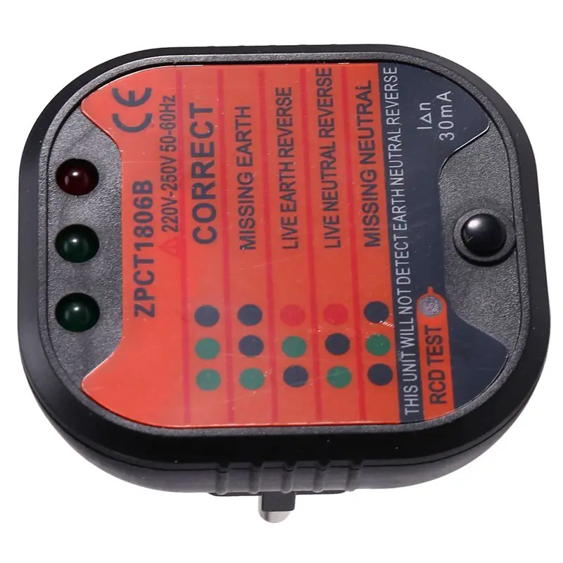

A98E-Breaker Ground Tester Portable Safety Instrument Ground Tester Trip Current Electtrical Tools Outlet Socket EU Plug
