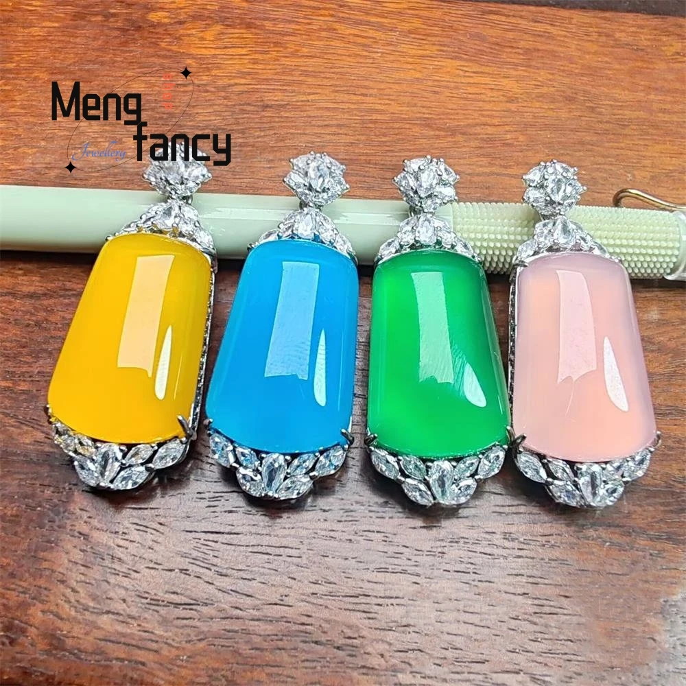

Natural Ice Seed Yang Green Chalcedony Atmospheric Peace Brand Agate Pendant Elegant Fashion Fine Jewelry Popular Holiday Gifts