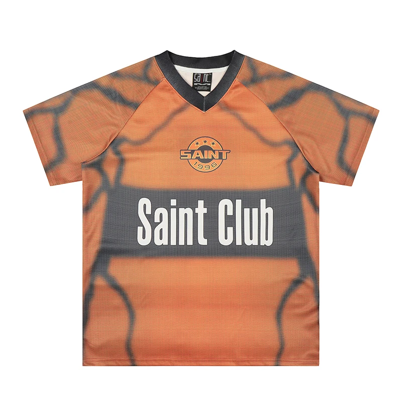 Football Jersey European American Saint Men's T-shirt Direct Injection Print Short Sleeve T Shirts Loosee V-neck Top Tees