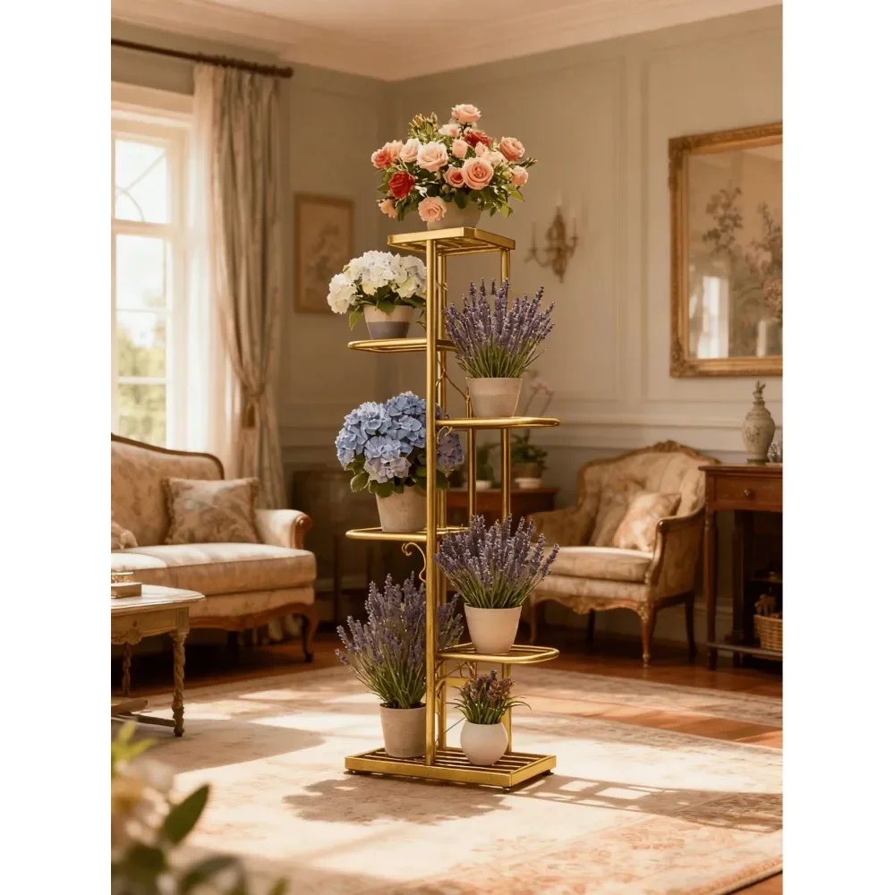 Pc 7 6 5 4 Tier Metal Plant Stand MultiFunctional Indoor Outdoor Display Stand For Planters, Modern Home And Garden Organizers,