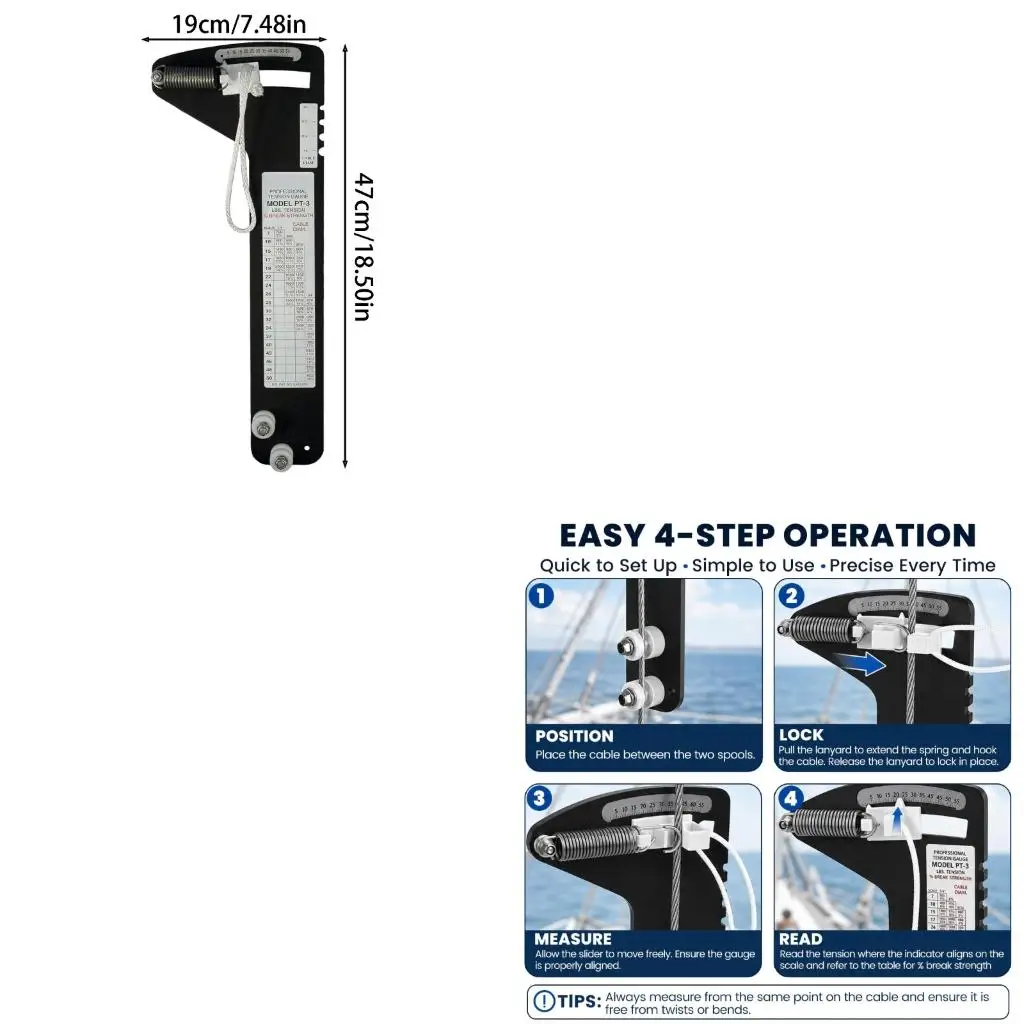 Cable Tension Reading Tool for Marine Shroud and Wire Checks