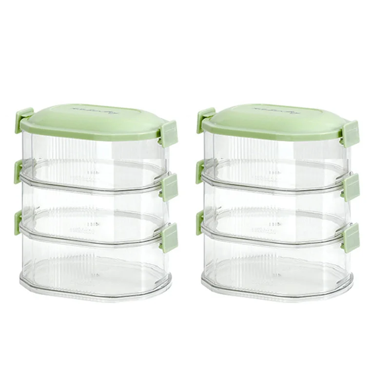 

AT21-2X 3 Layer Food Storage Containers With Lid Plastic Removable Stackable Silicone Ring Leak Proof Air Tight Box
