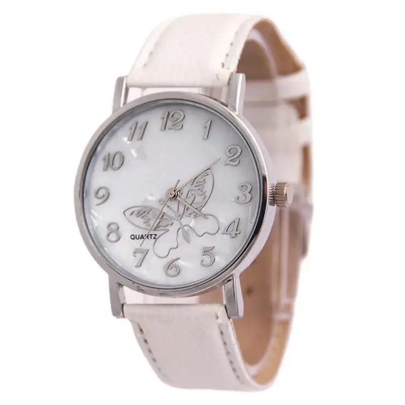 Fashion Women Casual Butterfly Lychee Patterned Quartz Watch Femlae Leather Band Analog Quartz Wristwatch Clock Sk Часы Женские