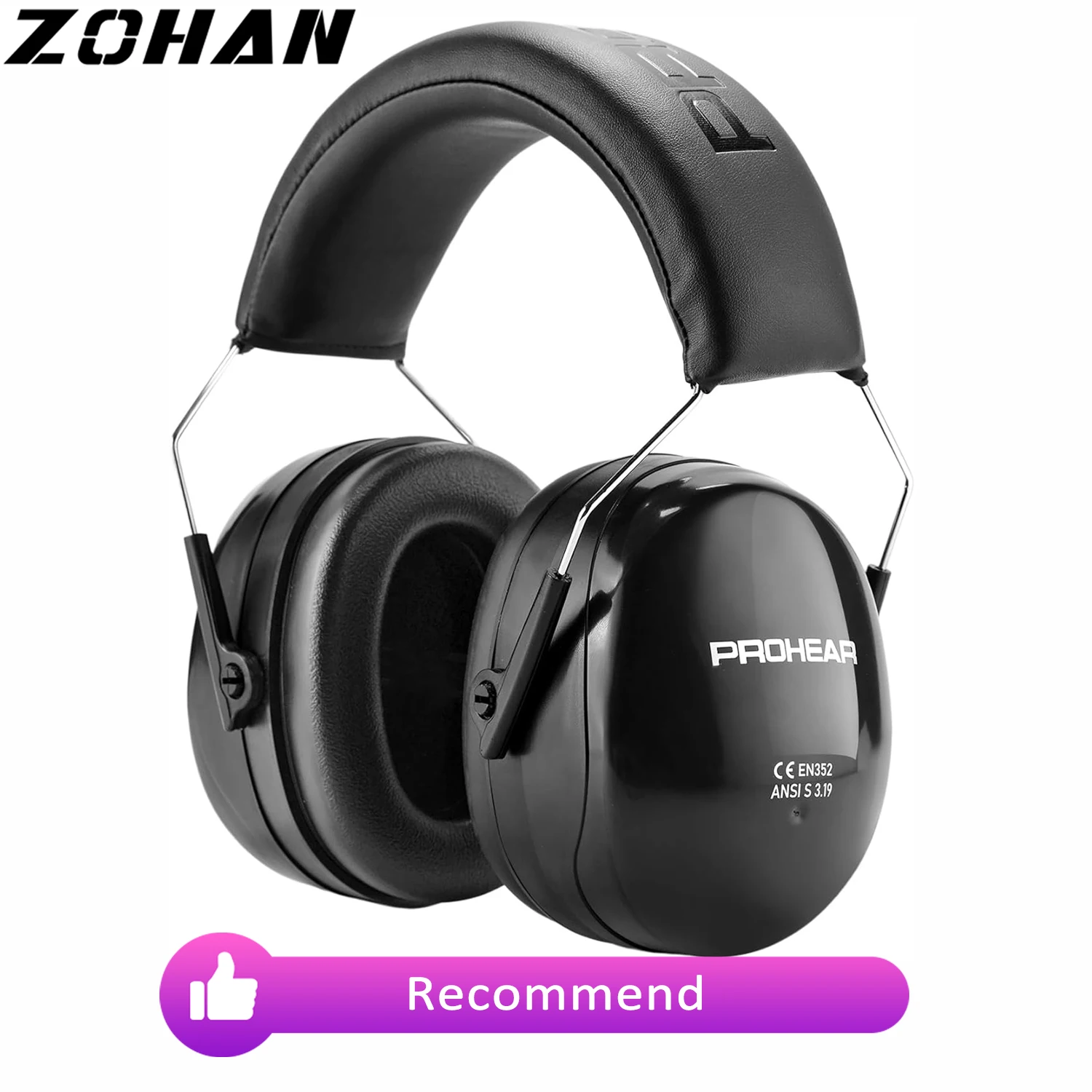 ZOHAN Hearing Protection Noise Reducing Earmuffs Soundproof Headphones Against Noise Safety Ear Muffs Adjustable 28dB NRR