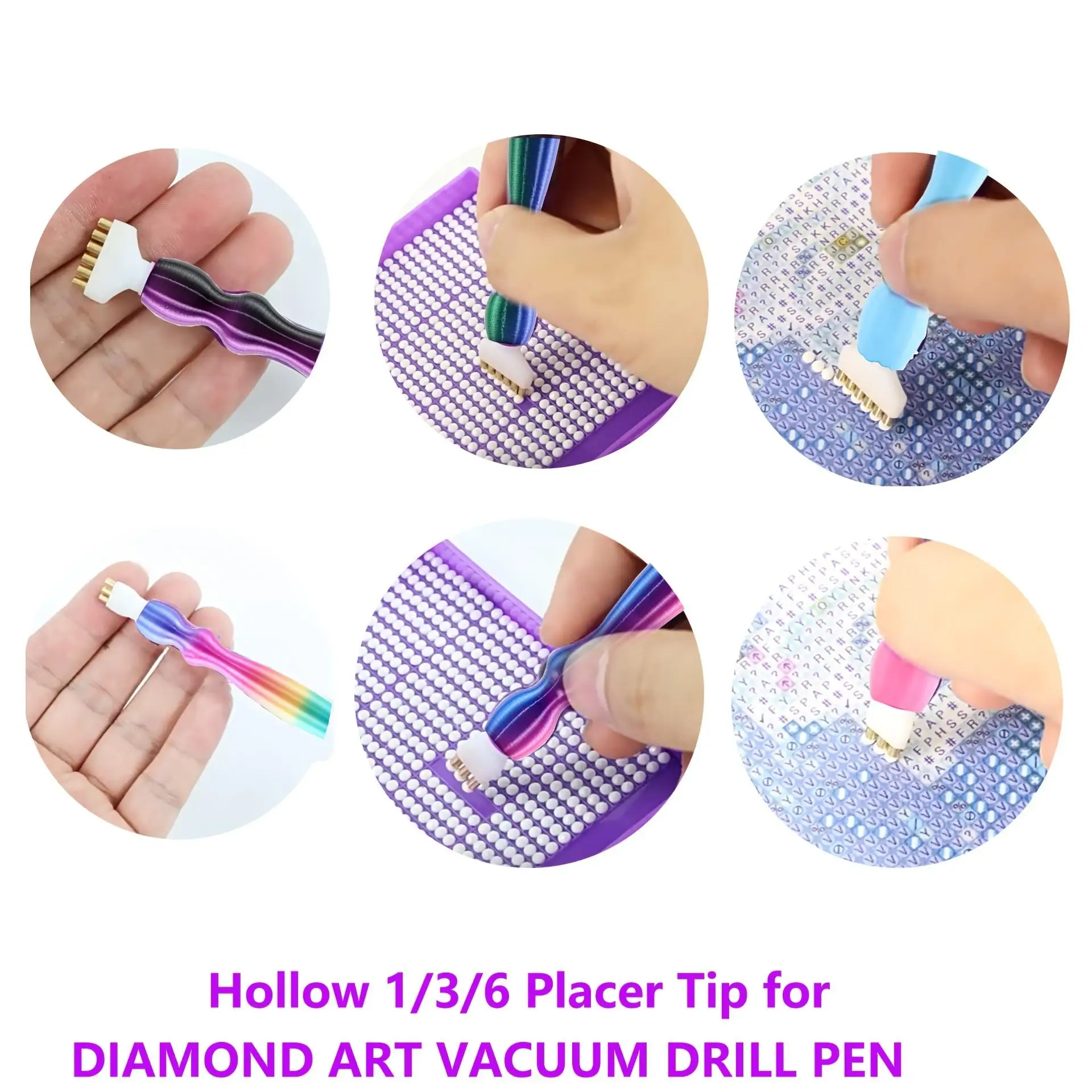 7Pcs Adult Vacuum Diamond Art Pen Kit Replacement Screw-On Diamond Pens with Filter and 1m Silicone Tubes and Multi-Tip Pens (1/1/3/6 Tip Heads) view 4