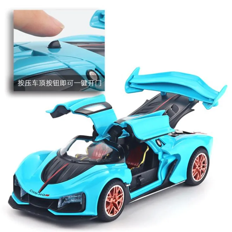 1/24 Alloy DieCast HQ S9 Sports Car Model Toy Car Simulation Sound Light Pull Back Collection Toys Vehicle Gifts